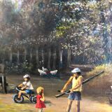 Huile sur carton scène pittoresque russe