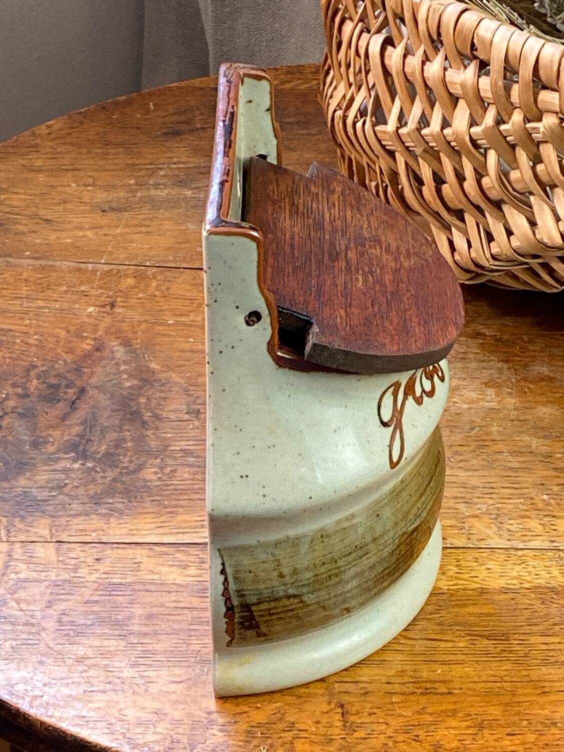 Large salt box in stoneware