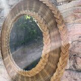 Miroir osier tressé années 50