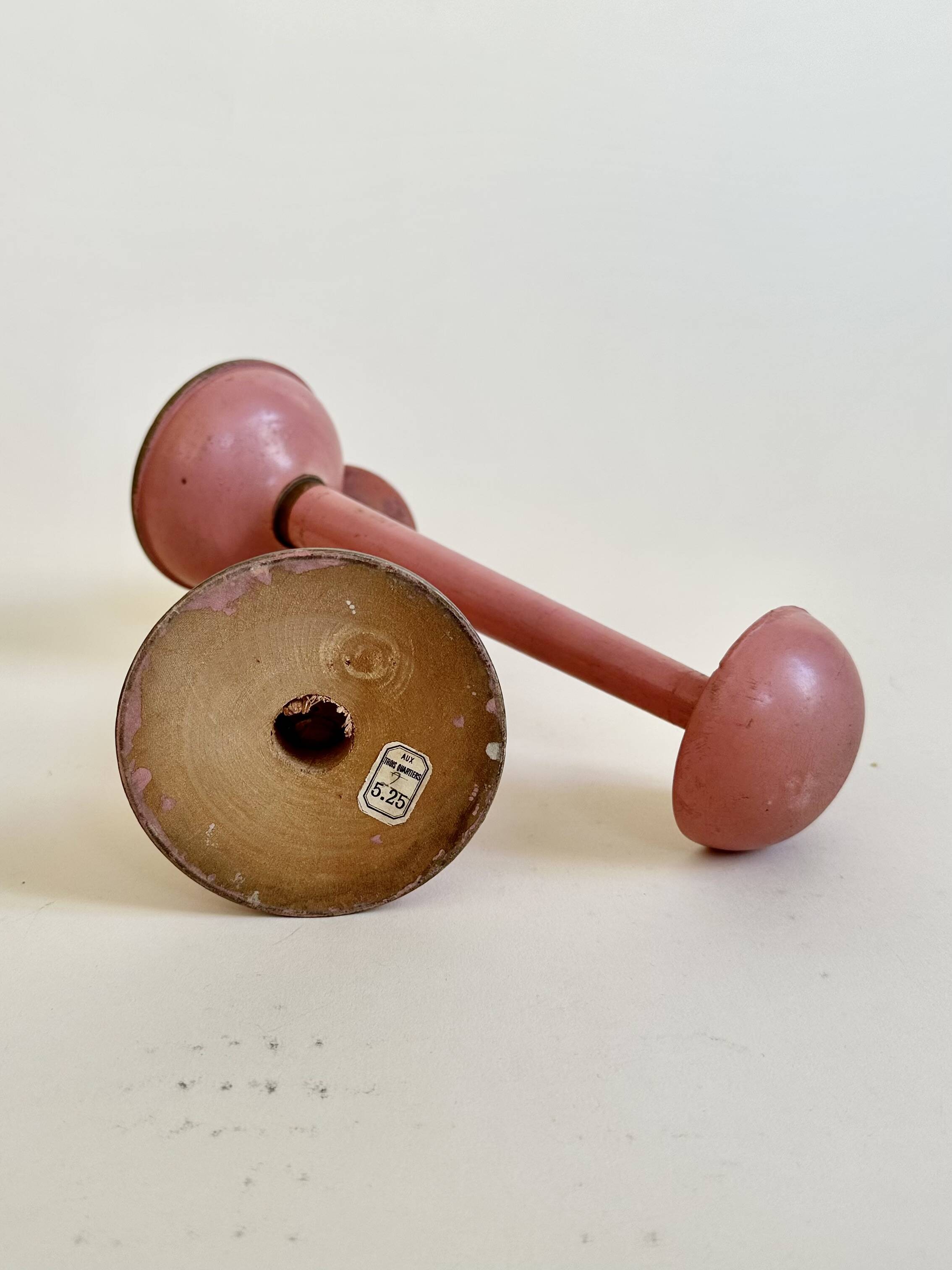 Pair of antique wooden hat stands