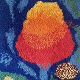 Tapisserie multicolore abstraite tchèque vintage années 1970 57x91cm