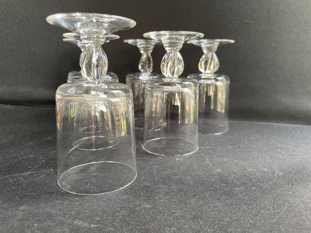 6 twisted plain crystal port glasses – Typical of the 1960s-1970's