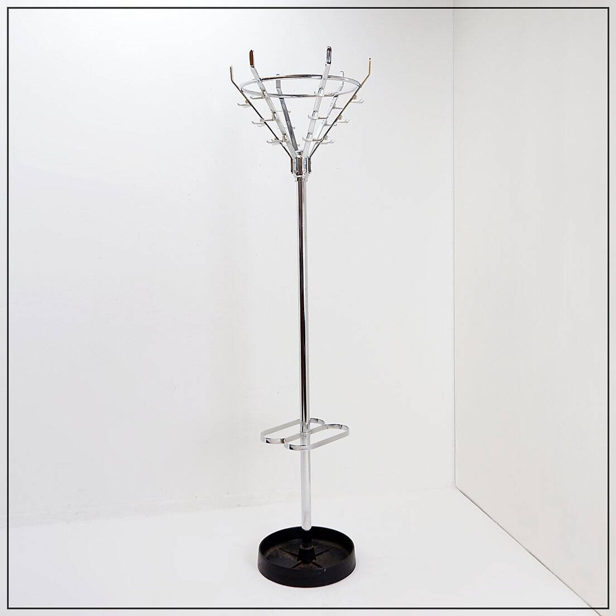 Vintage chrome coat rack with umbrella stand