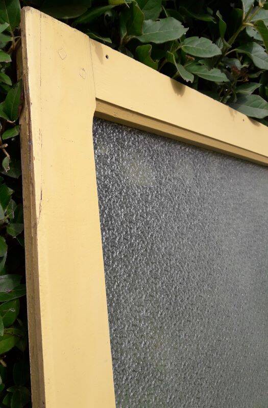 Pair of antique translucent glass sliding doors