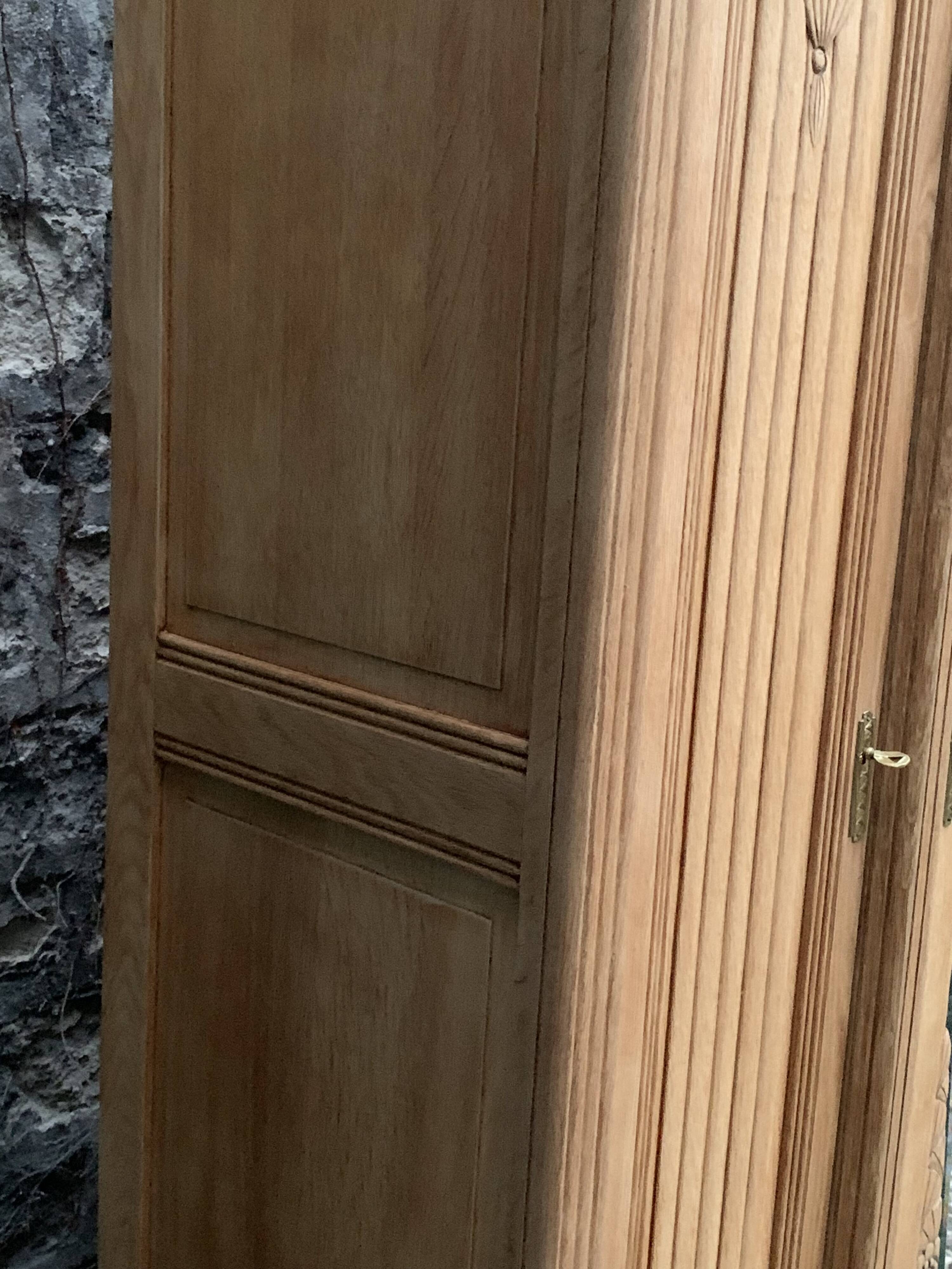 Parisian Art Deco style wardrobe in solid raw oak, 1950