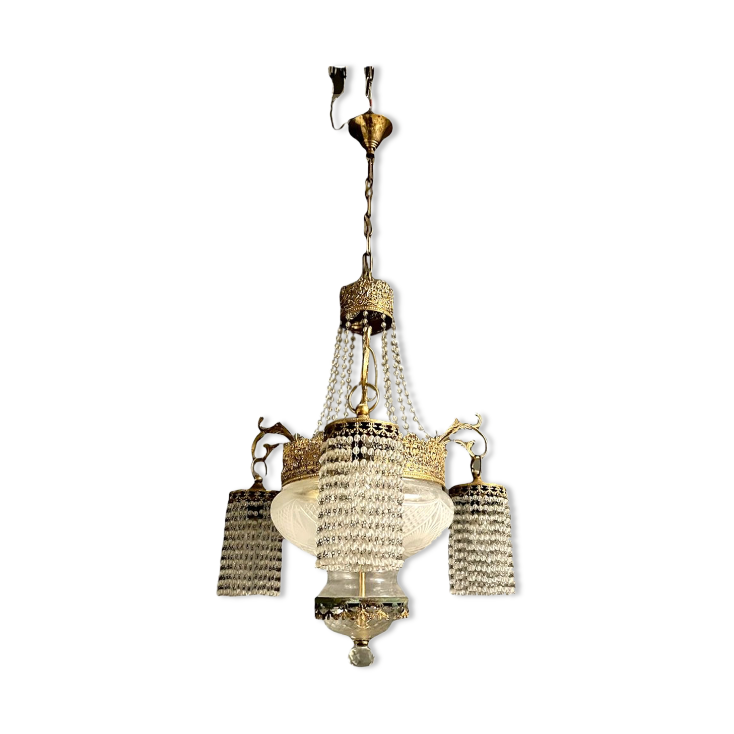 Antique italian liberty chandelier lamp, 1930s