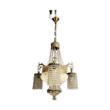 Antique italian liberty chandelier lamp, 1930s