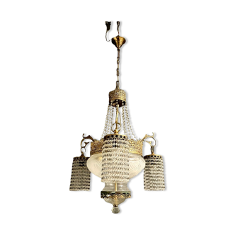 Antique italian liberty chandelier lamp, 1930s