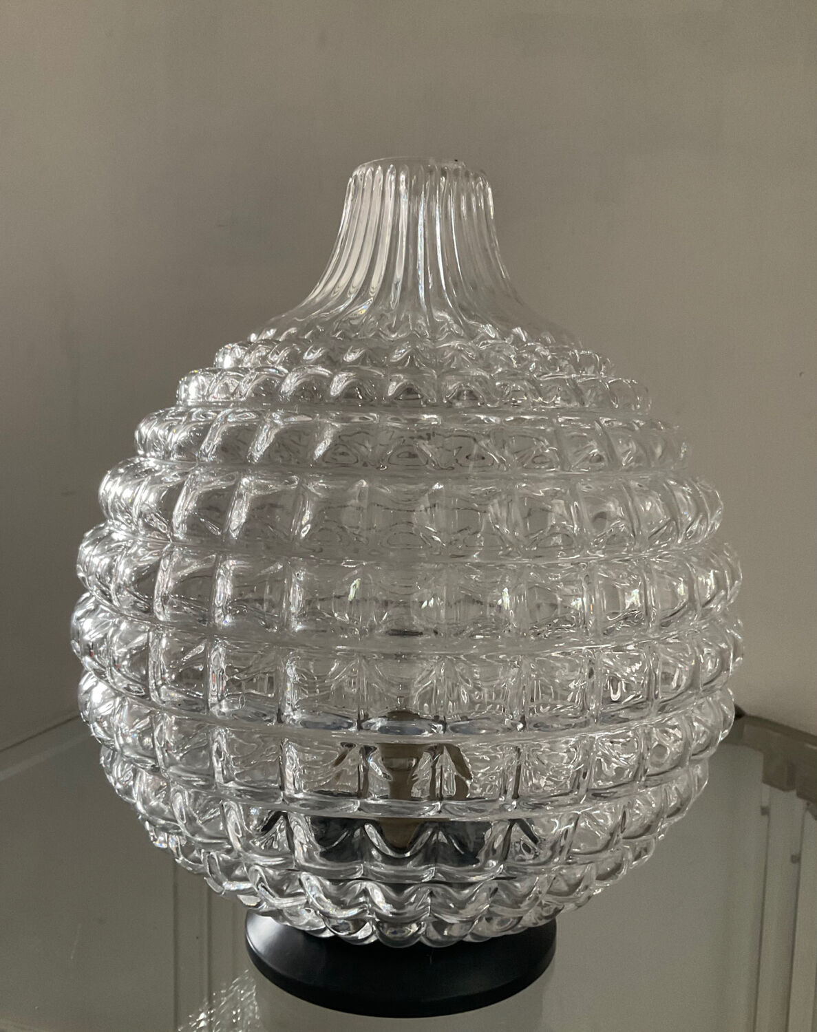 Vintage lamp from the 70s in molded glass