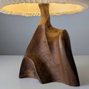 Sculptural table lamp in carved olive wood, organic modern 1970s