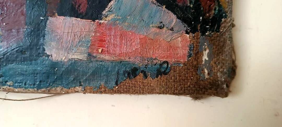 Oil on canvas by Ferruccio Ferri - 1930s - "Sleeping Men" from the Syracus period