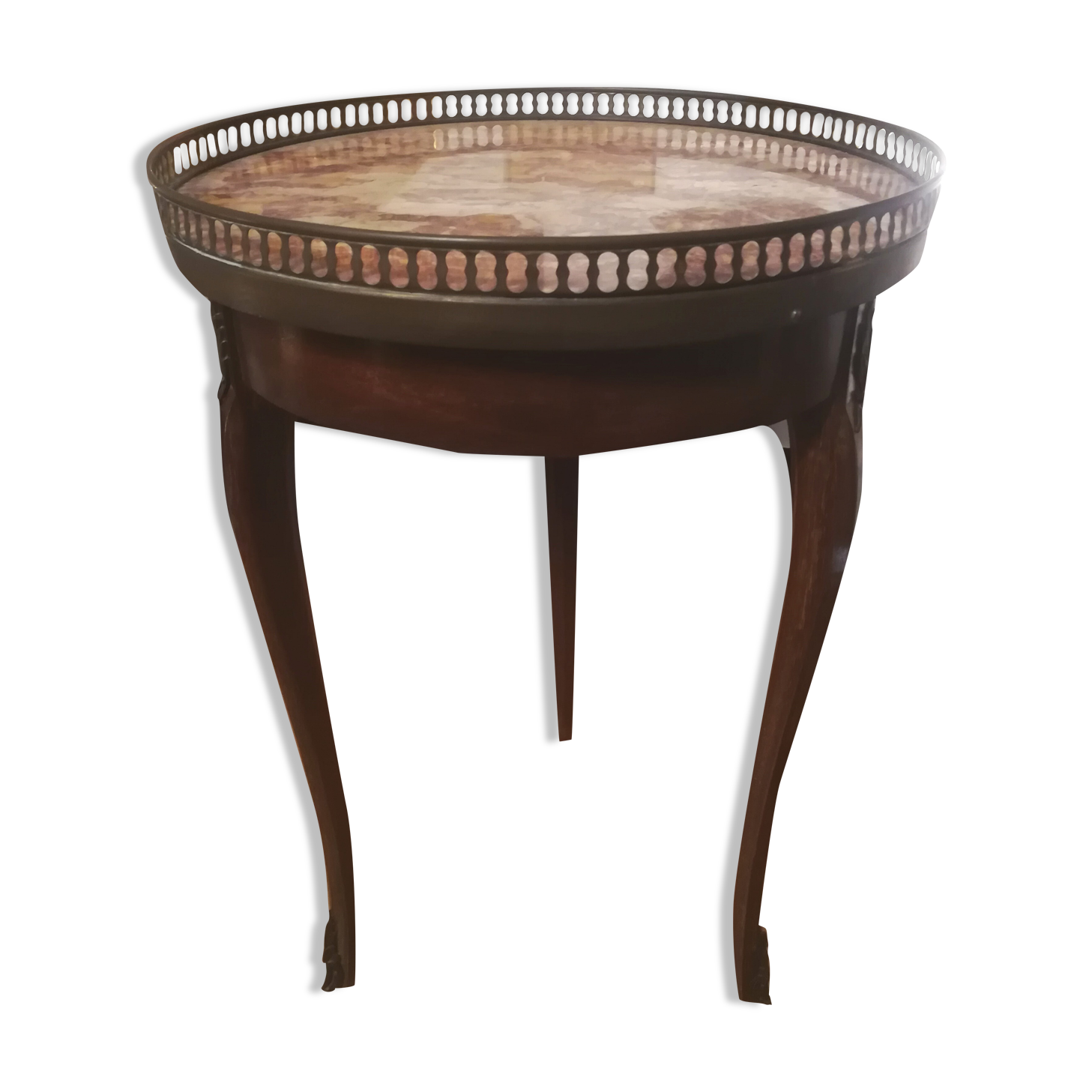 Tripod coffee table in mahogany and marble