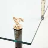 Mahogany coffee table bronze glass signed Garouste & Bonetti 1995