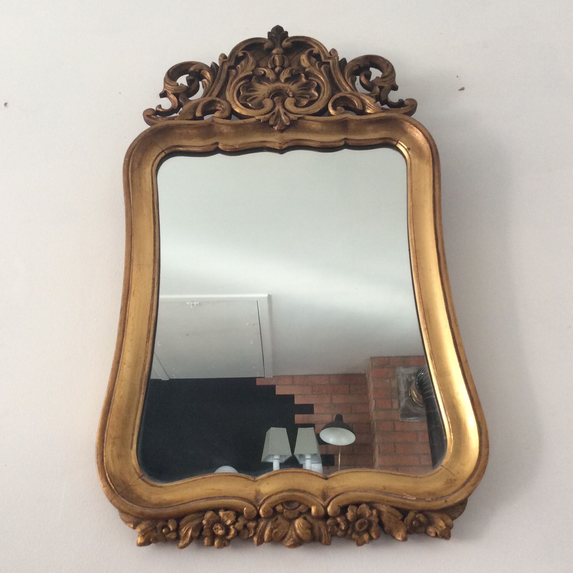 Old Louis XVI style mirror in gilded wood 68 x 39cm