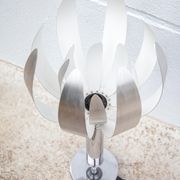 Vintage lamp, table lamp, chrome lamp with brushed steel blades, flower lamp, design lamp
