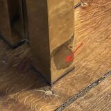 Vintage Romeo Rega coffee table, smoked glass, brass and chrome metal, Hollywood Regency design 1970s