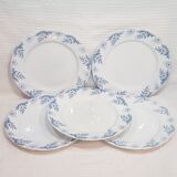 Set of 5 flat plates in Luneville earthenware model Luc, iron earth
