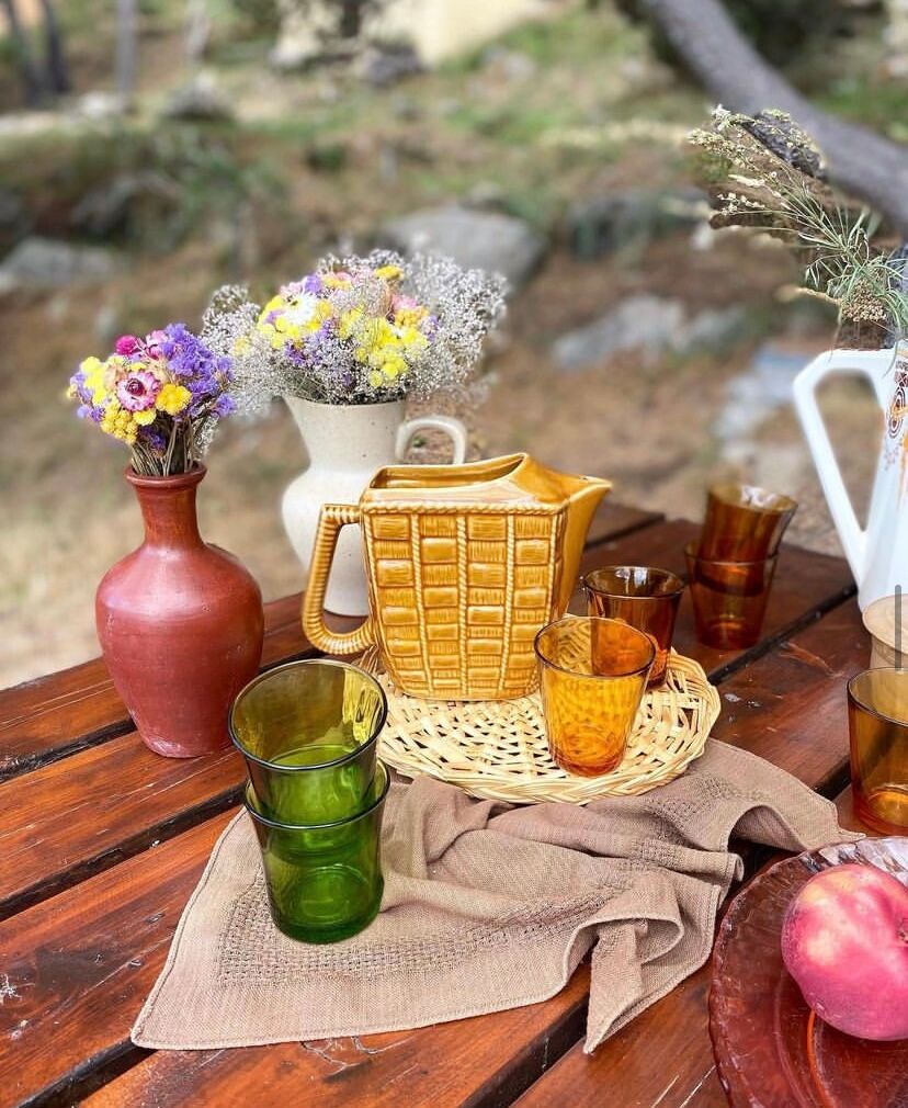 Glazed ceramic water pitcher