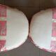 Pair of Louis XVI style armchairs in walnut and pink silk and ecru