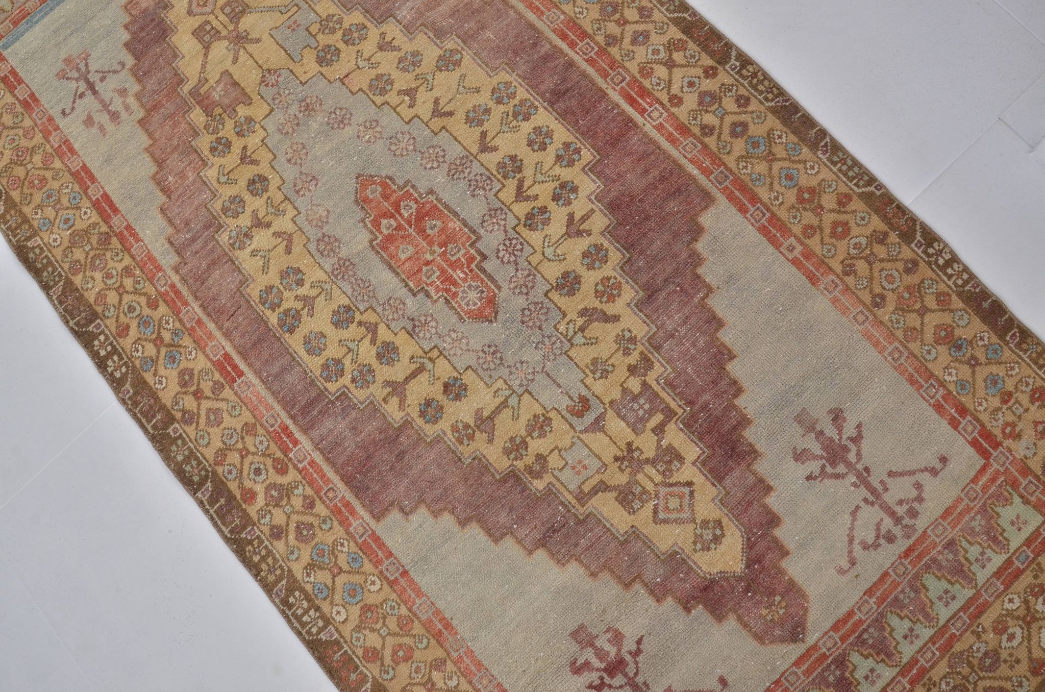 Tapis Oushak vintage noué à la main sku 1455