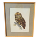 Framed tableau under glass, owl with butterfly wings.