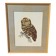 Framed tableau under glass, owl with butterfly wings.