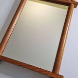 Vintage wall mirror in light pine, “Les Arcs” style, 48 x 68 cm