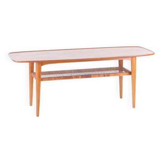 Wooden and rattan coffee table
