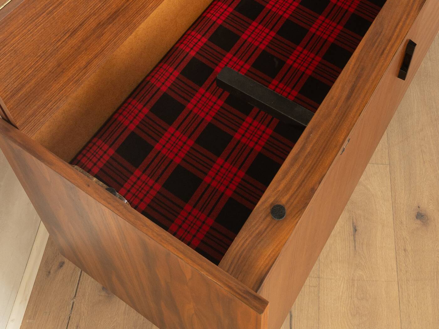 Unique folding bed from the 1960s, walnut veneer, black steel legs