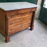 Empire commode in walnut with white marble top from the 19th century