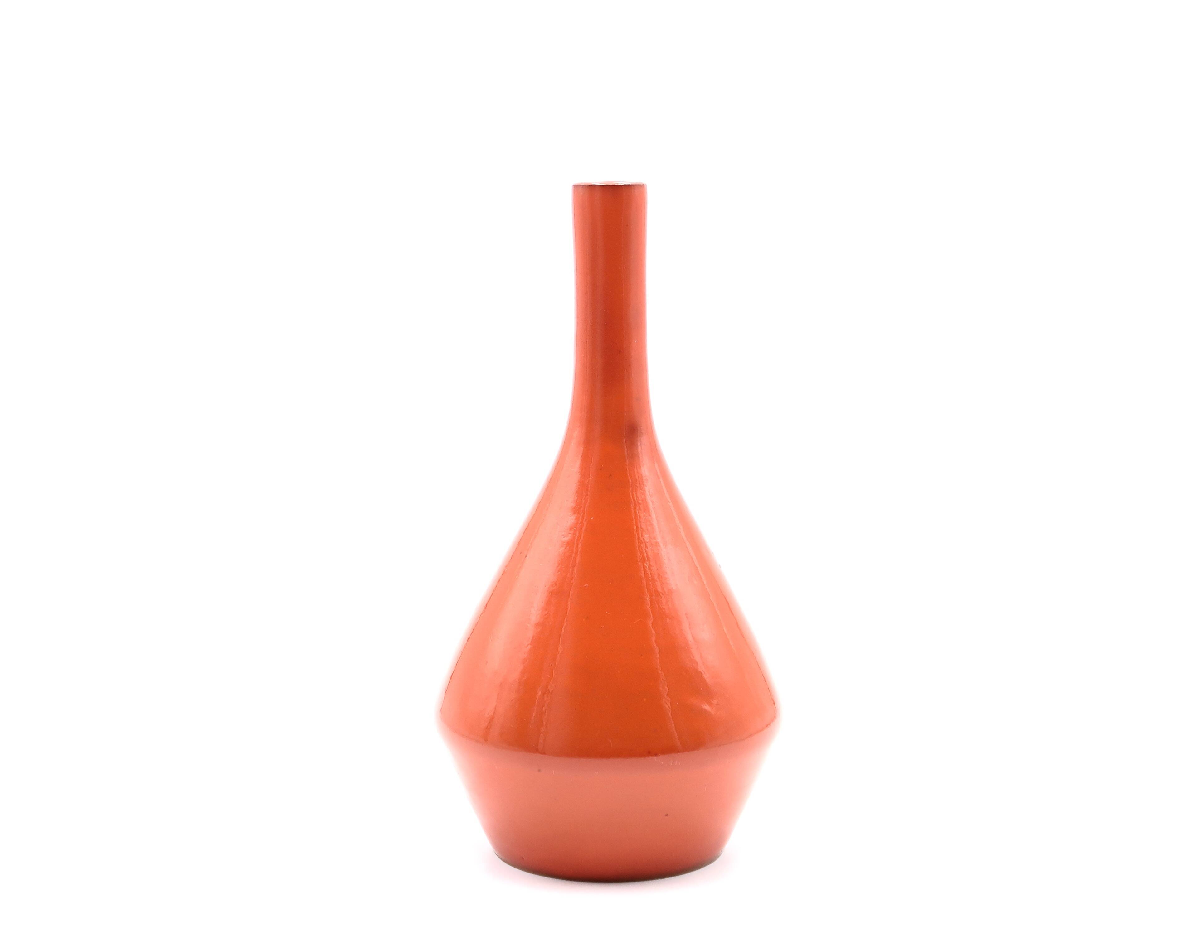 Orange ceramic vase by Charles Voltz, Vallauris 1960s