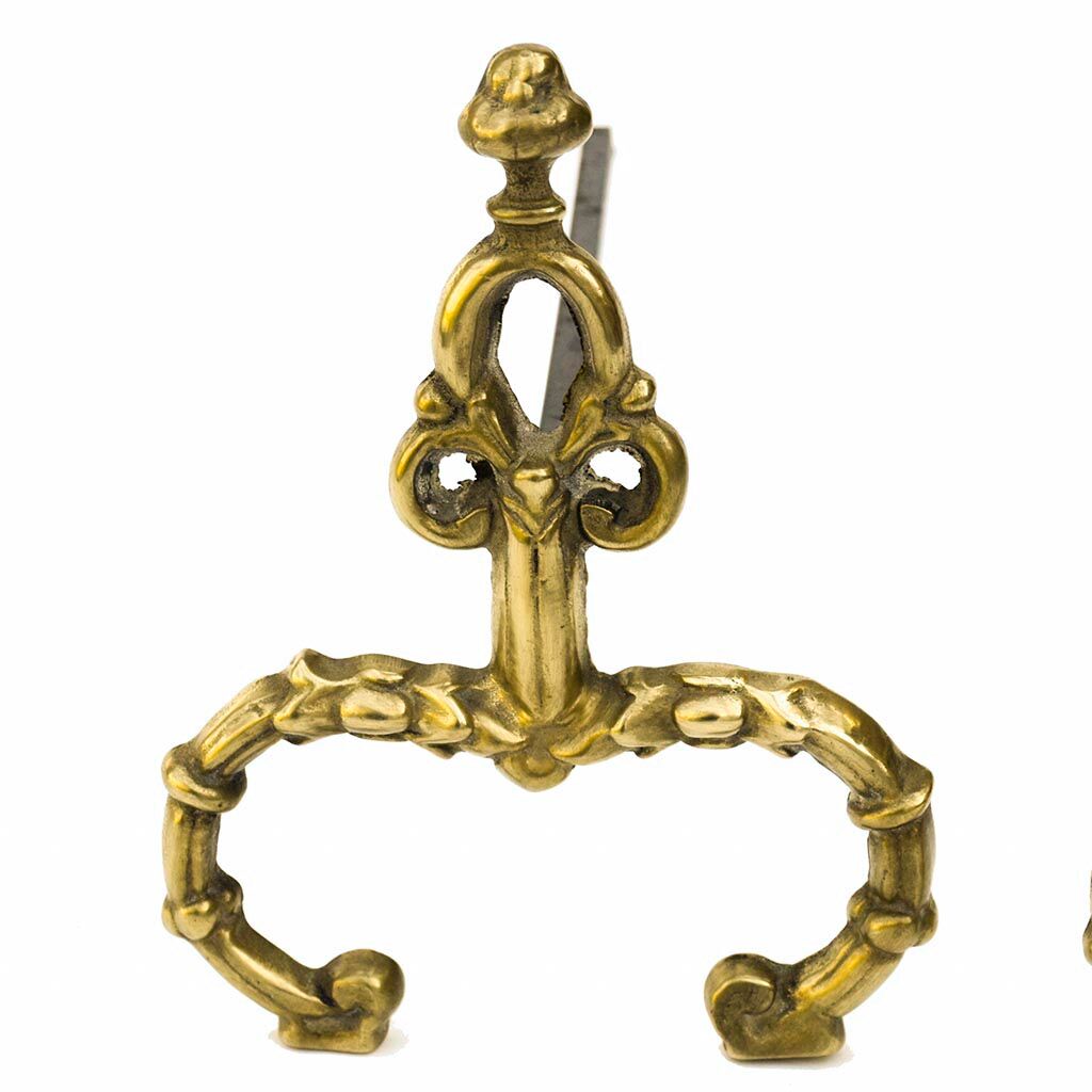 Pair of gilded bronze chenets Louis XV antique fireplace accessory