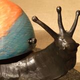 Bronze snail nightlight patinated glass shell lined marble base ref A208/12