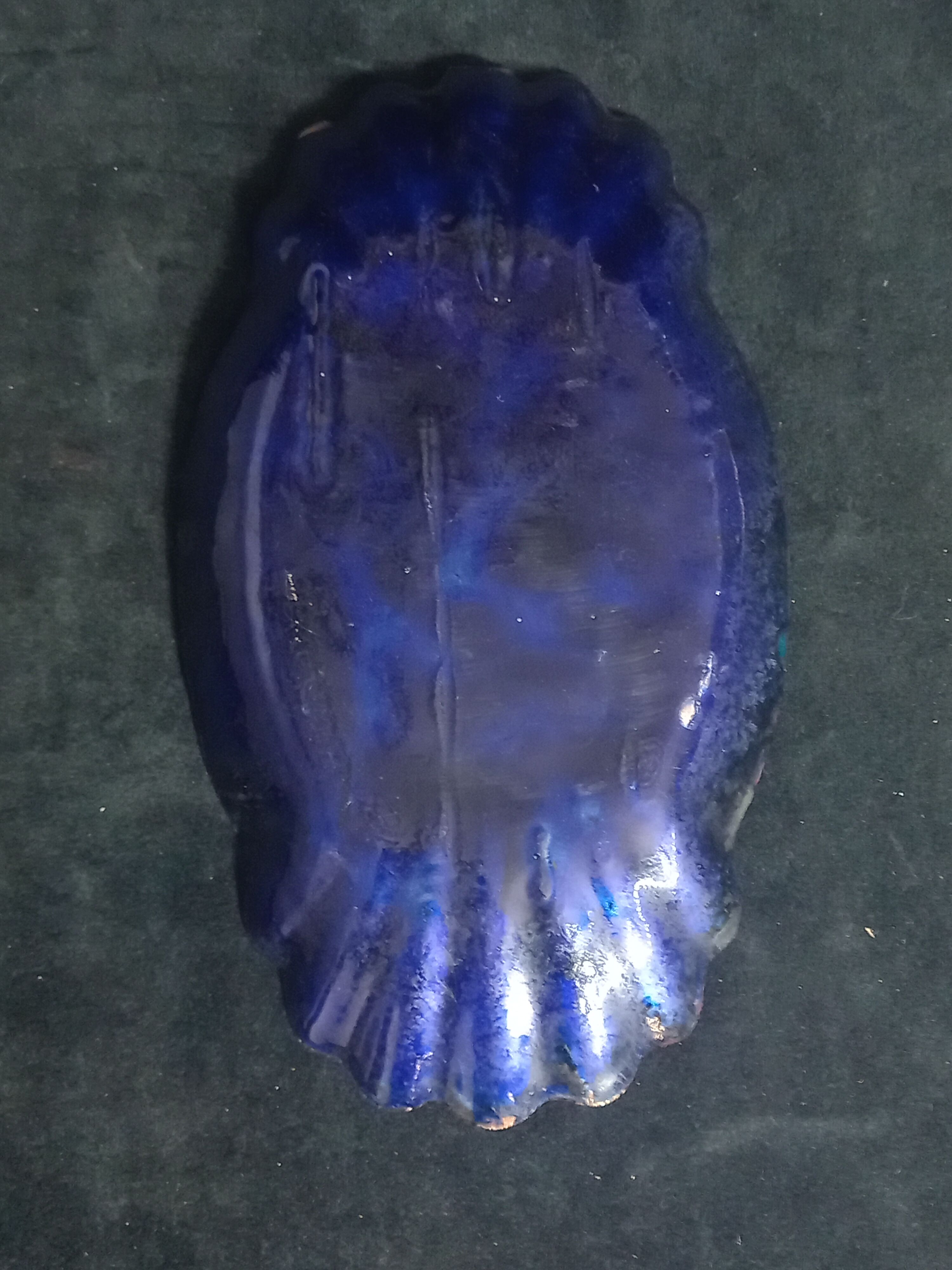 Two vintage enamelled copper tidies