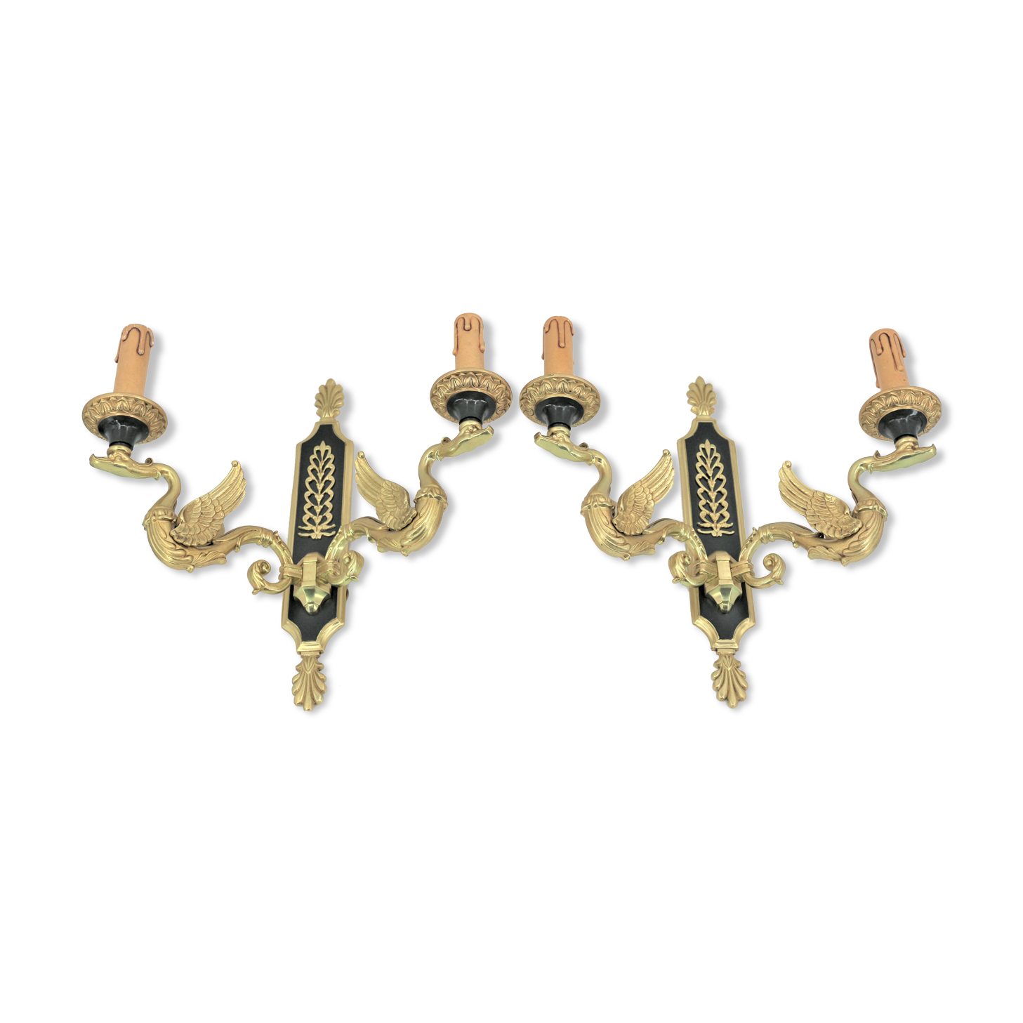 Pair of empire-style bronze wall light