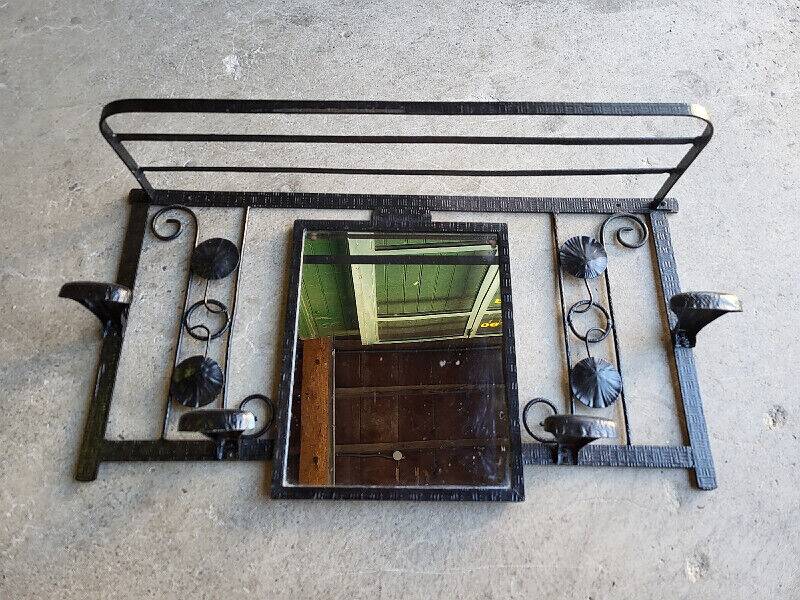 Porte manteaux miroir en fer forge