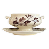 Creil & Montereau brown ironstone sauceboat
