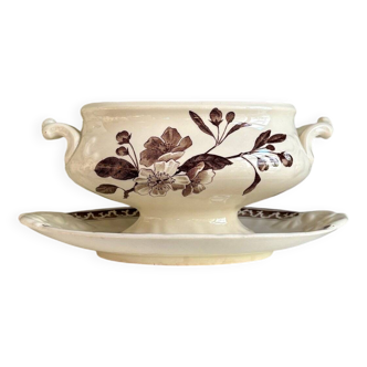 Saucière Creil & Montereau en terre de fer marron