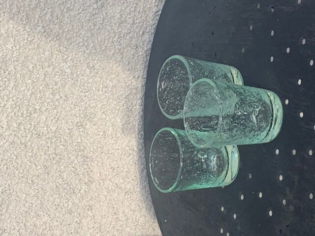 3 glasses in blown glass and green bubble from the glassworks of Biot signed and collector