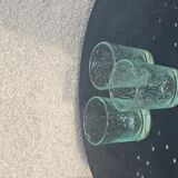 3 glasses in blown glass and green bubble from the glassworks of Biot signed and collector