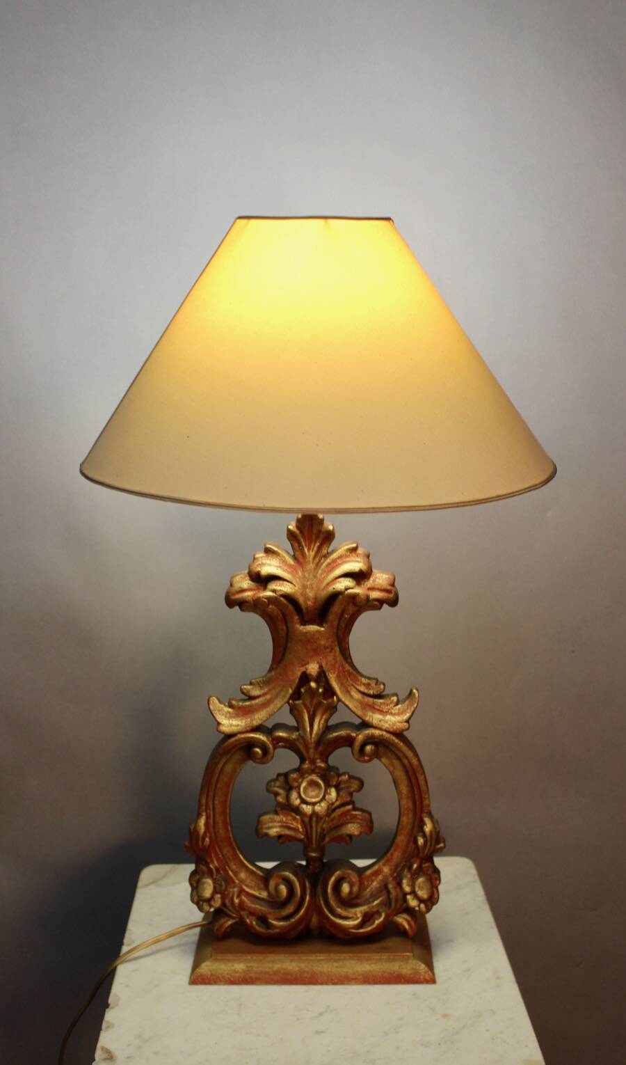 Golden wood lamp