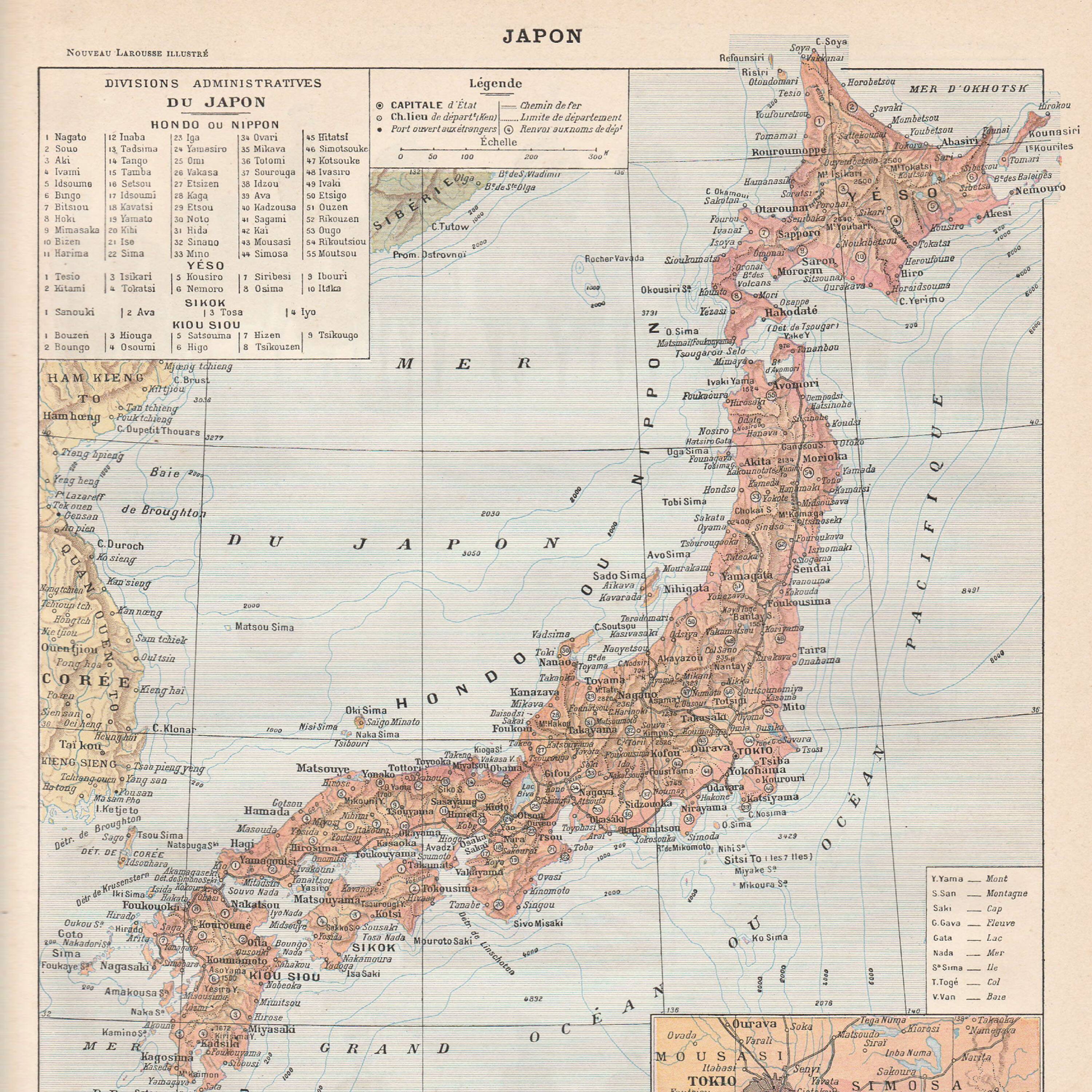 Old map of Japan 1897