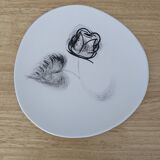 12 assiettes à dessert Niderviller modèle "Rose noire"