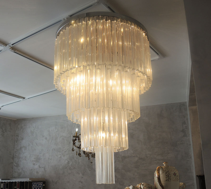 Lamp art deco style metal & crystal
