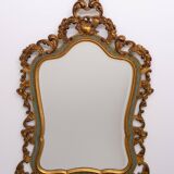 Baroque gilded Louis XV style beveled mirror with " Brevete" label, 1950s