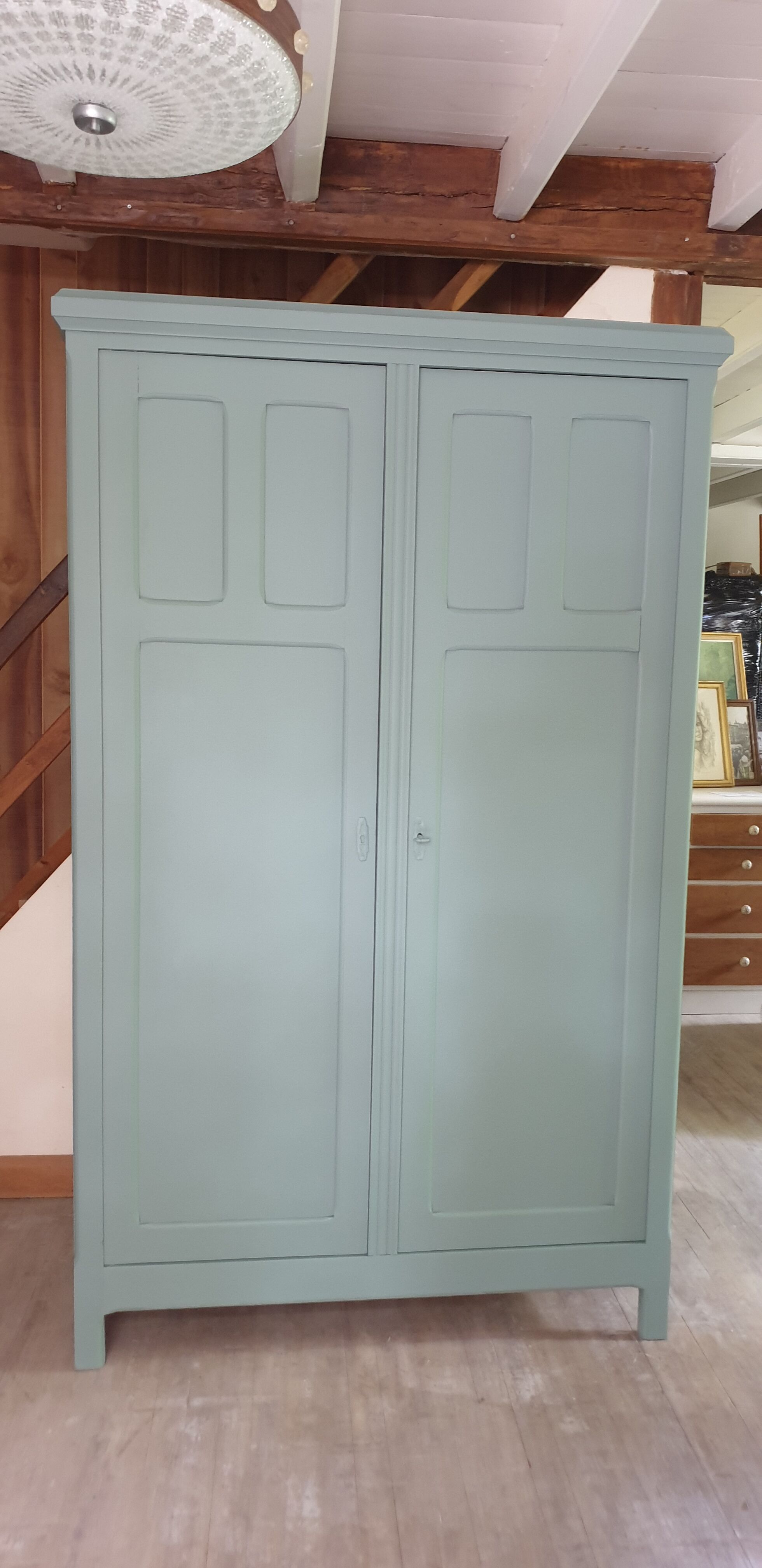 Green Parisian wardrobe of solid wood grey