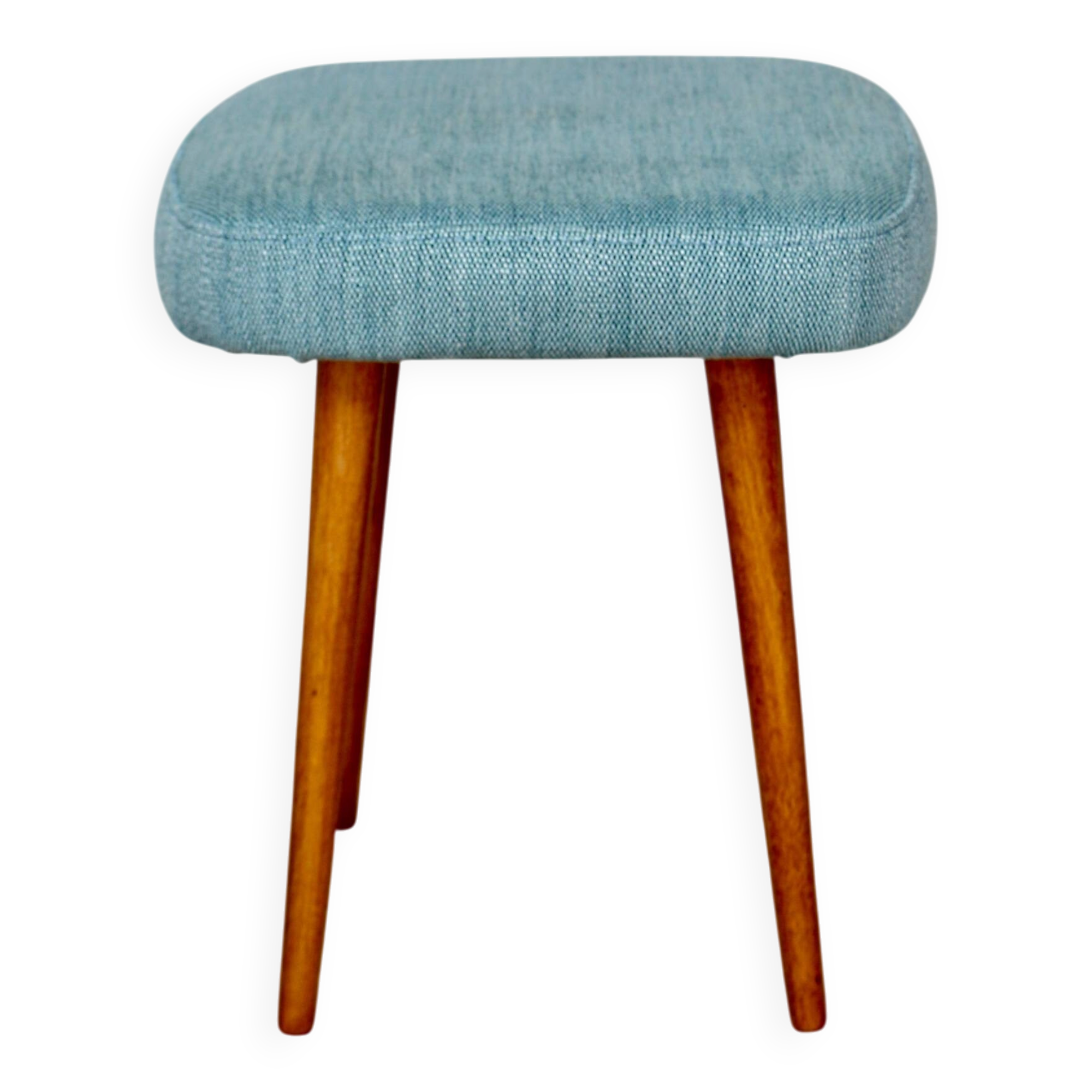 Blue turquoise square vintage stool PRL 1970s