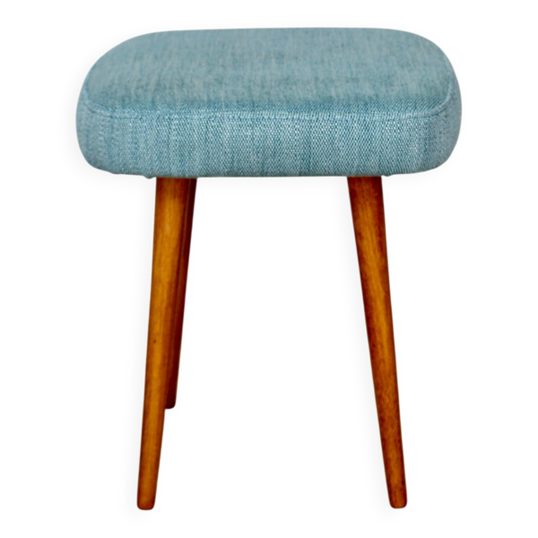 Tabouret vintage carré turquoise bleu PRL des années 1970