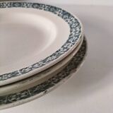 Trio of plates (2 soup plates, 1 dinner plate) Longchamp René, duck egg blue decoration