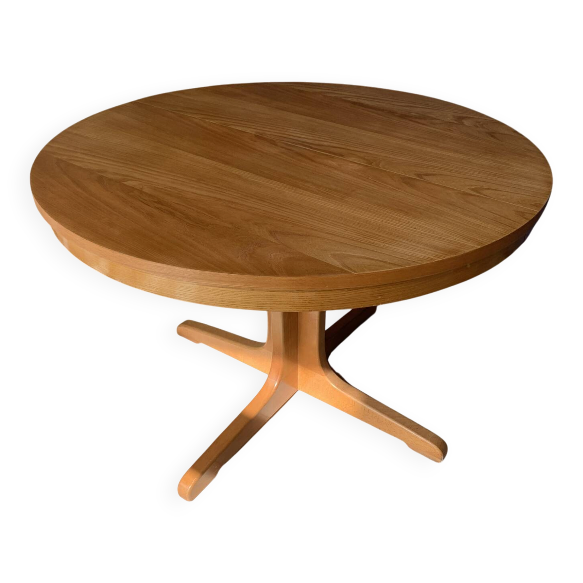 Table ronde en bois avec piétement style Baumann